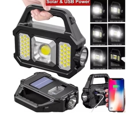 Polizei P-880A Solar Powerbanklı Şarjlı Taşınabilir Güçlü Fener