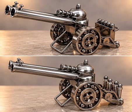 Dekoratif Savaş Topu Arabası Metal Masa Aksesuarı Alk6246