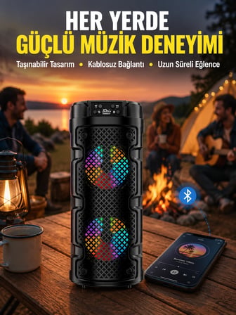 Çift Sürücülü Taşınabilir Kablosuz Hoparlör Yeni Nesil