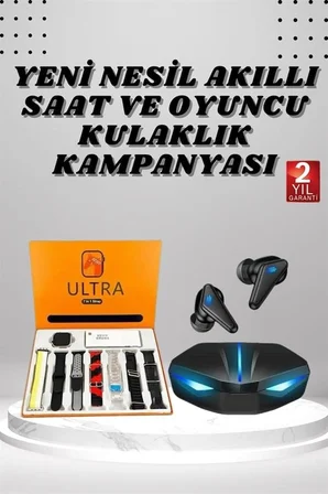 7 Kordonlu Akıllı Saat Ve  Kulaklığı Anc Özelliği Kulak İçi Mikrofonlu Sesli Görüşme