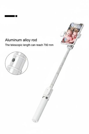 Led Işıklı Selfie Çubuğu Bluetooth Kumandalı Kablosuz Tripot Selfie Monopod Selfie Stick (Beyaz)