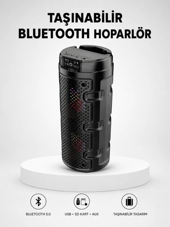 Bluetooth 5.0 Kablosuz Hoparlör Çift Sürücülü Yüksek Ses Kalitesi Kompakt Tasarım