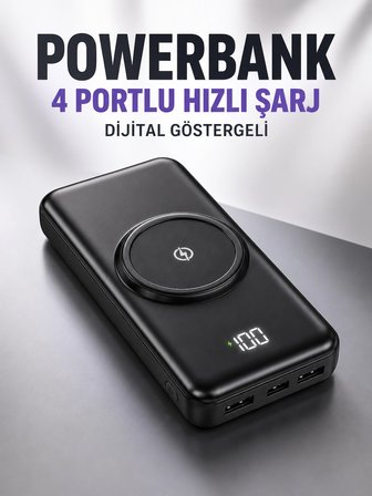 10.000 Mah Powerbank 4 Portlu Hızlı Şarj Dijital Göstergeli