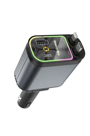 4’ü 1 Arada Çift Usb Bağlantı Çakmaklık, Type-c Hızlı Şarjlı 66w,geri Çekilebilir Araç Telefon Şarj Cihazı