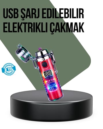 Güç Göstergeli Şarjlı Fenerli Usb Elektrikli Çakmak