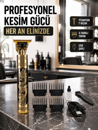 Şarjlı Titanyum Bıçaklı Saç Kesme Makinesi Yeni Nesil