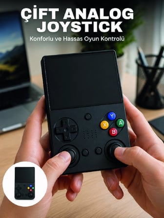3.5 İnç Ips Ekran Retro Oyun Konsolu 64gb Dahili Hafıza Çift Analog Joystick Taşınabilir El Konsolu