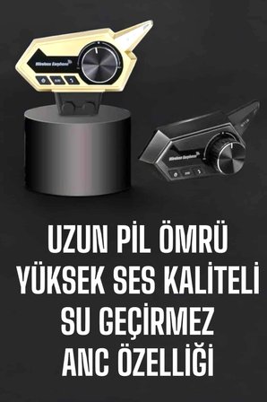 Intercom Kask Kulaklığı Anc Özelliği Yüksek Ses Kaliteli Bluetooth Kulaklık