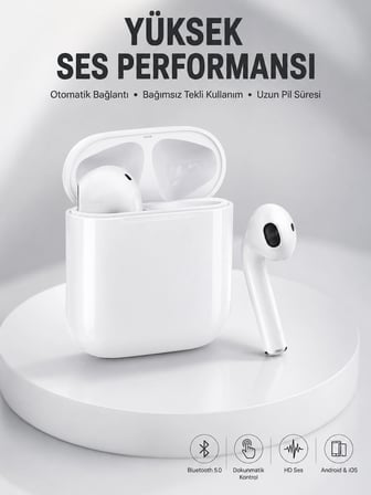 2. Nesil Bluetooth Android Ve İos Uyumlu Kablosuz Kulaklık Çağrı Cevaplama