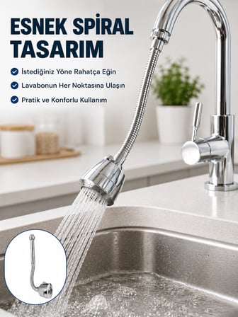 Çok Fonksiyonlu Musluk Uzatma Aparatı 360° Hareketli Krom Musluk Başlığı