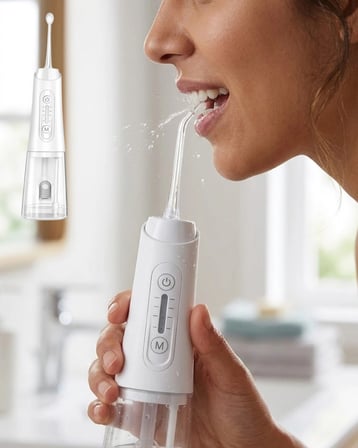 Kablosuz Ağız Duşu 320 Ml Su Tanklı 4 Modlu 5 Başlıklı Temizlik Cihazı