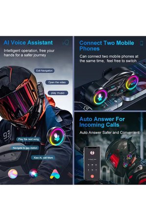 Y13 Motor Kask Kulaklık Rgb Modlu Radyolu Motosiklet Kulaklık 5.3 Bluetooth Intercom