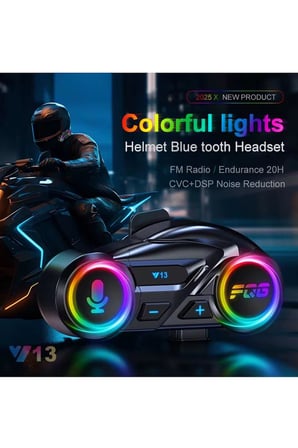 Y13 Motor Kask Kulaklık Rgb Modlu Radyolu Motosiklet Kulaklık 5.3 Bluetooth Intercom