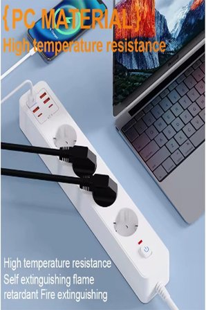 Termal Akım Korumalı 4’lü Priz 4x Usb 2x Type-c Çıkışlı Grup Priz Çoğaltıcı (3500w)