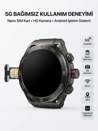 Sım Kartlı 5g Android Akıllı Saat Hd Kamera Wi-fi Gps Uygulama Yükleyebilen