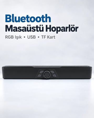 Döner Kontrol Düğmeli Rgb Işıklı Bluetooth 5.4 Hoparlör Type C Şarj Girişli Siyah