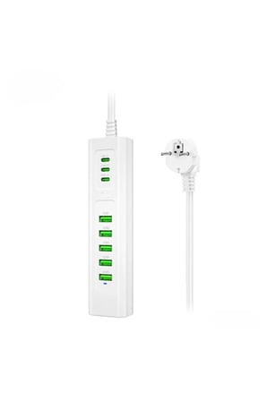 8 Portlu Çoklu Usb Şarj İstasyonu 5 Usb + 3 Type-c Masaüstü Çoklu Şarj Cihazı