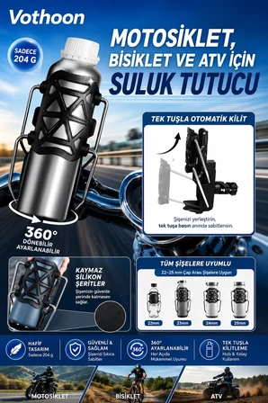 Bisiklet Motosiklet Atv Ve Scooter Uyumlu Matara Suluk Tutucu Gidon Bağlantılı Esnek Gövdeli Şişe Atı