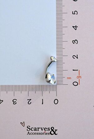 Çelik Hologram Kalp Göbek Piercing Gümüş Renk