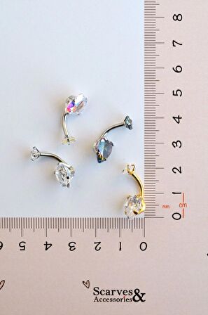 Çelik Kalp Model Tektaş Göbek Piercing Gümüş Renkli
