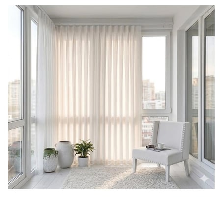 Taç Atlas Saten Pileli Güneşlik Perde-Balkon pencereleri için -Özel Üretim - 1/2 (Seyrek) Pİle