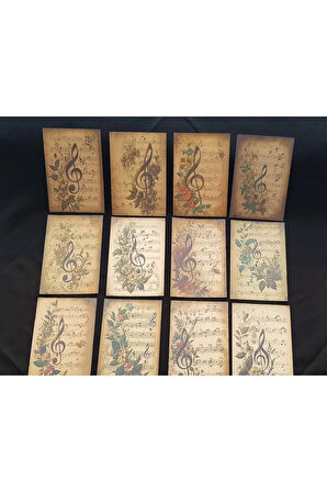 Notalar - Çiçek Desenli Arka Planlı (24 Adet) Bullet Journal Vintage Kağıt Seti Scrapbook