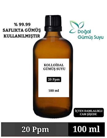 Kolloidal Gümüş Suyu 20 PPM / 100 ML Monoatomik Gümüş Suyu Içilebilir Gümüş Suyu
