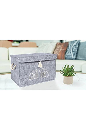 ALAS Keçe Kapaklı Düzenleyici Kutu Gri 35x23x23cm