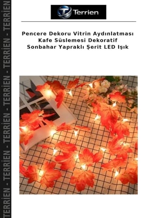 Pencere Dekoru Vitrin Aydınlatması Kafe Süslemesi Dekoratif Sonbahar Yapraklı Şerit LED Işık