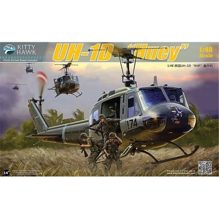 Kitty Hawk UH-1D Huey Askeri Araç Maketi 1/48 Ölçek Gri