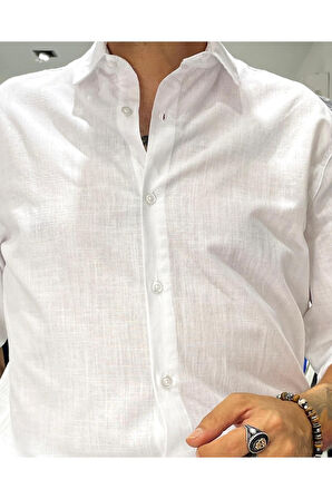 Regular Fit Keten Pamuk Erkek Gömlek