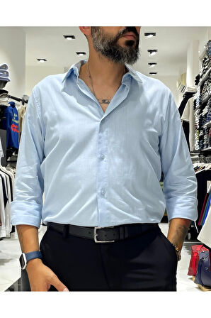 Regular Fit Keten Pamuk Erkek Gömlek