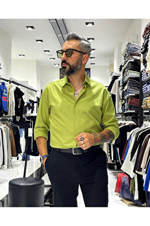 Regular Fit Keten Pamuk Erkek Gömlek