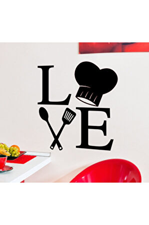 Love Cooking Sticker (Oto-Motor-Laptop-Duvar-Dekor) 10 x 11 cm