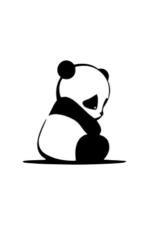 Üzgün Panda Sticker (Oto-Motor-Laptop-Duvar-Dekor) 10 x 10 cm
