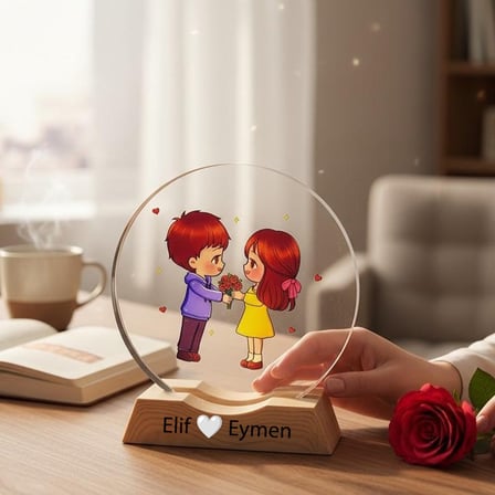 Kişiye Özel Romantik Çift Tasarımlı Dekoratif Gece Lambası, Sevgiliye Özel Hediye