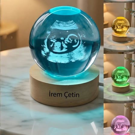Kişiye Özel 3D Ultrason Bebek Görüntüsü Kristal Cam Küre 