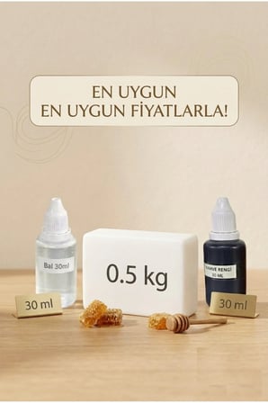 Bal Esanslı El Yapımı Sabun Yapım Seti – 500 Gr Opak Sabun Bazı + Kahverengi Sabun Boyası + Bal Esansı