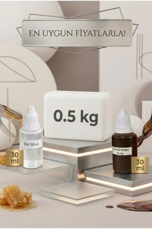 Bal Esanslı El Yapımı Sabun Yapım Seti – 500 Gr Opak Sabun Bazı + Kahverengi Sabun Boyası + Bal Esansı