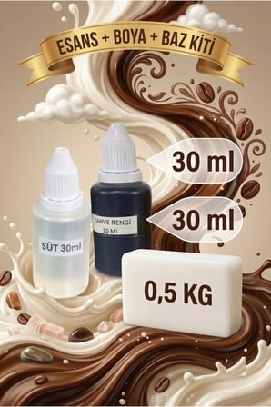 Süt Esanslı El Yapımı Sabun Yapım Seti – 500 Gr Opak Sabun Bazı + Kahverengi Sabun Boyası +Süt Esansı