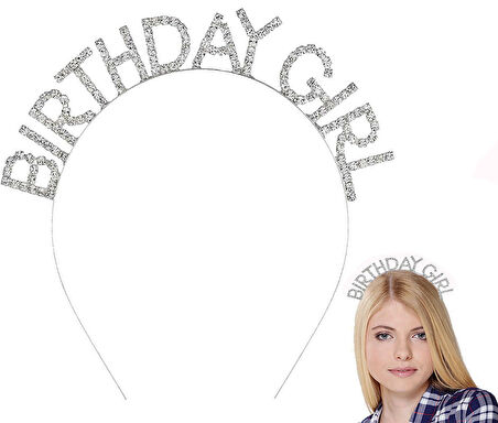 Nessiworld   Gümüş Kristal Taşlı Birthday Girl Doğum Günü Tacı İthal Ürün A Kalite 17x16 cm