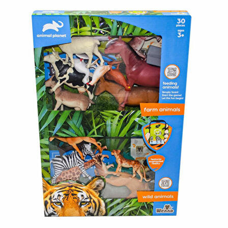 Nessiworld SH-D6101 Kutulu 30 Parça Vahşi Çiftlik Hayvanları - Vardem Oyuncak