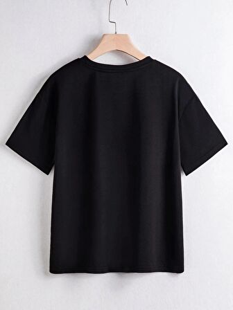 Unısex Rahat Kalıp Pamuklu Havalı Kedicik Baskılı Çocuk T-shirt