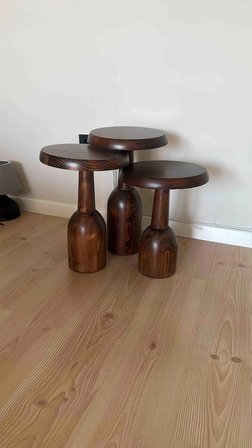 Ürgüp Mantar Sehpa Siyah 3'lü Set (43 48 53 CM)