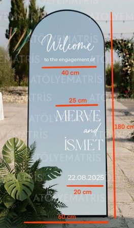 Düğün Nişan Söz Kına Ayna Yazısı 40cm Kişiselleştirilebilir Organizasyon Beyaz Sticker