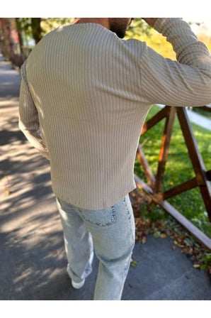 Sweatshirt Uzun Kollu Tişört Fitilli Bisiklet Yaka Yumuşak Dokulu Tüylenmez Pamuklu Sweatshirt