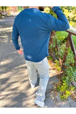 Sweatshirt Uzun Kollu Tişört Fitilli Bisiklet Yaka Yumuşak Dokulu Tüylenmez Pamuklu Sweatshirt