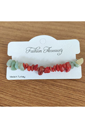 Kırmızı Mercan & Amazonit Doğal Taş El Yapımı Bileklik