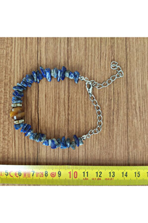 Lapis Lazuli & Kaplan Gözü Taşı El Yapımı Bileklik - 6033