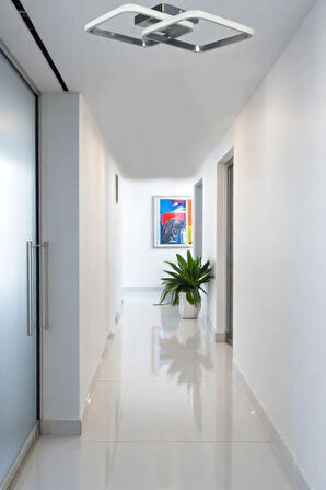Kira Modern Tasarım Krom Renk Salon Mutfak Hol Beyaz Led 2 Li Avize